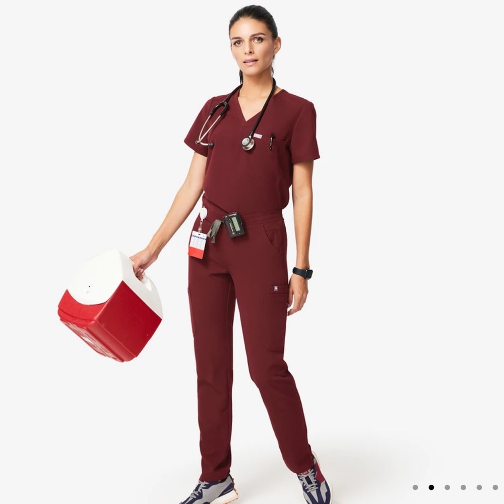 Figs Burgundy Catarina Top XXS & Yola Pants XXSP
